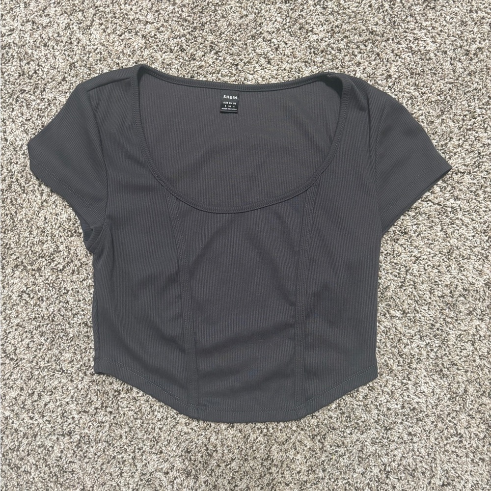 gray shein crop top